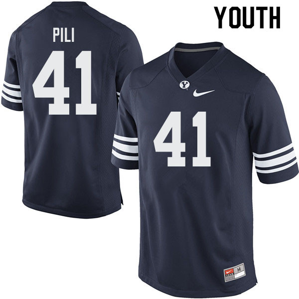 Youth #41 Keenan Pili BYU Cougars College Football Jerseys Sale-Navy